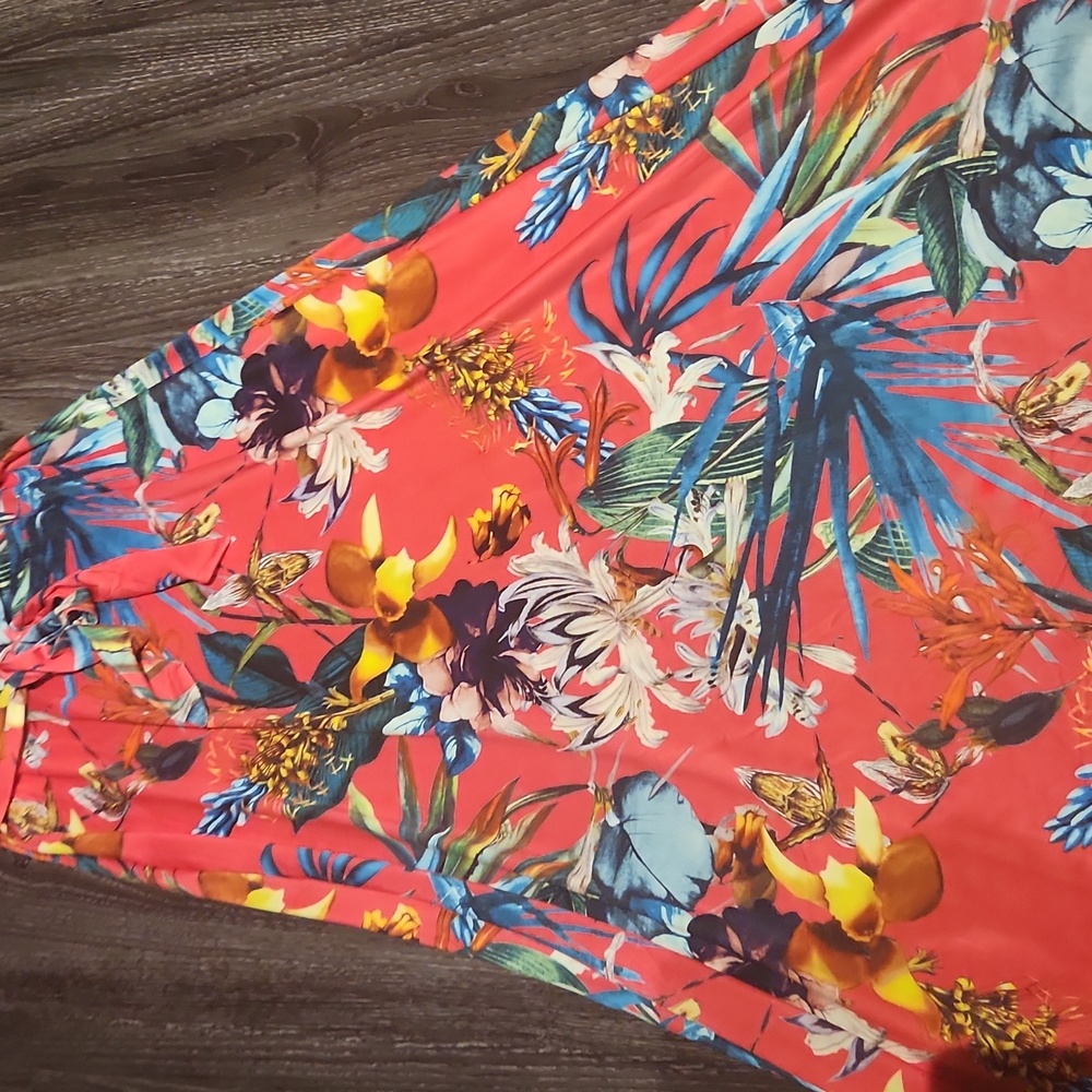 Neon Pink Floral Dress Small - Picture 3 of 3